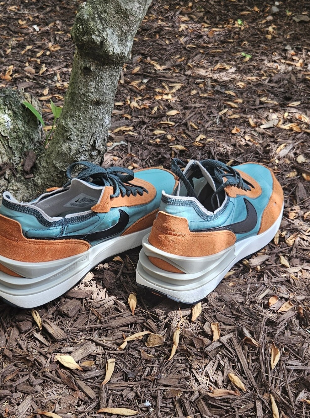 Nike Men's Teal and Orange Low-Top Sneaker with Black Swoosh - Picture 3 of 10